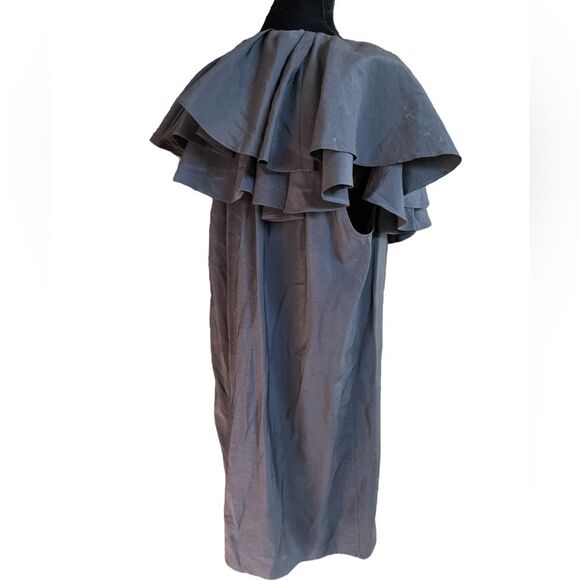 COS Black Ruffled Tunic Dress Size 10 Classic Dramatic Mini - Picture 9 of 12